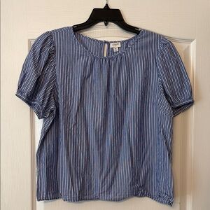 J. Crew Navy and White Striped Blouse